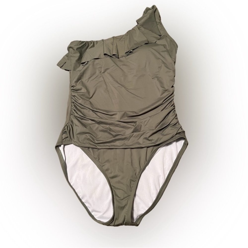 Hilor brand Olive One-Shoulder Swimsuit